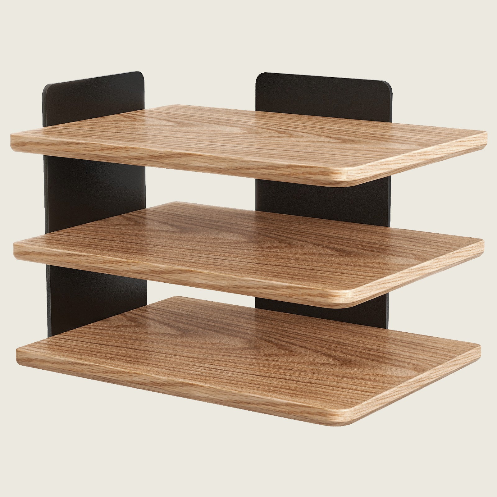 Three-Tier Wood File Organizer Open Storage Shelves