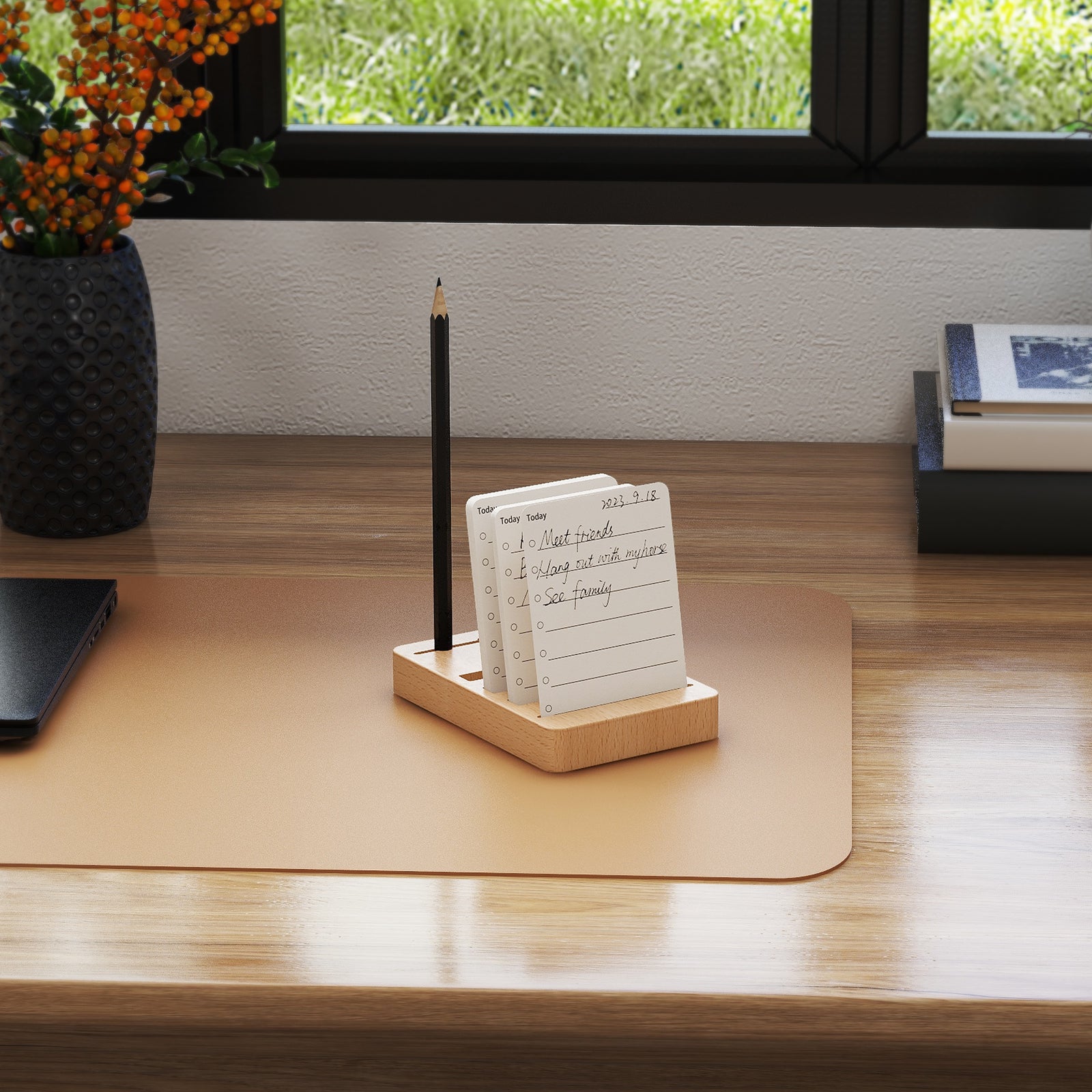 Wood Desktop Business Card Holder Display