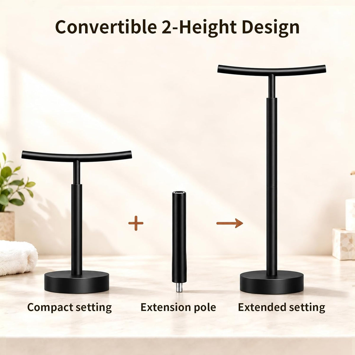 Color: Black | Convertible two-height design with compact setting and extension pole