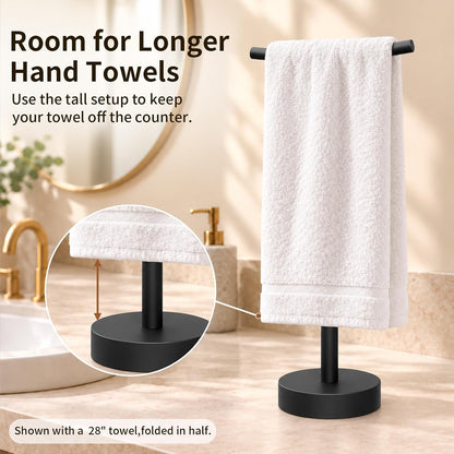Color: Black | Extended setting for a folded 28-inch hand towel