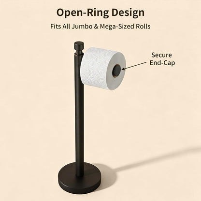 Color: Black | Open-Ring Design, fits all jumbo and mega-sized rolls, secure end-cap