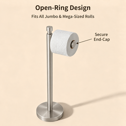 Color: Silver | Open-Ring Design, fits all jumbo and mega-sized rolls, secure end-cap