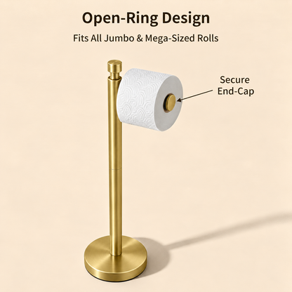 Color: Gold | Open-Ring Design, fits all jumbo and mega-sized rolls, secure end-cap